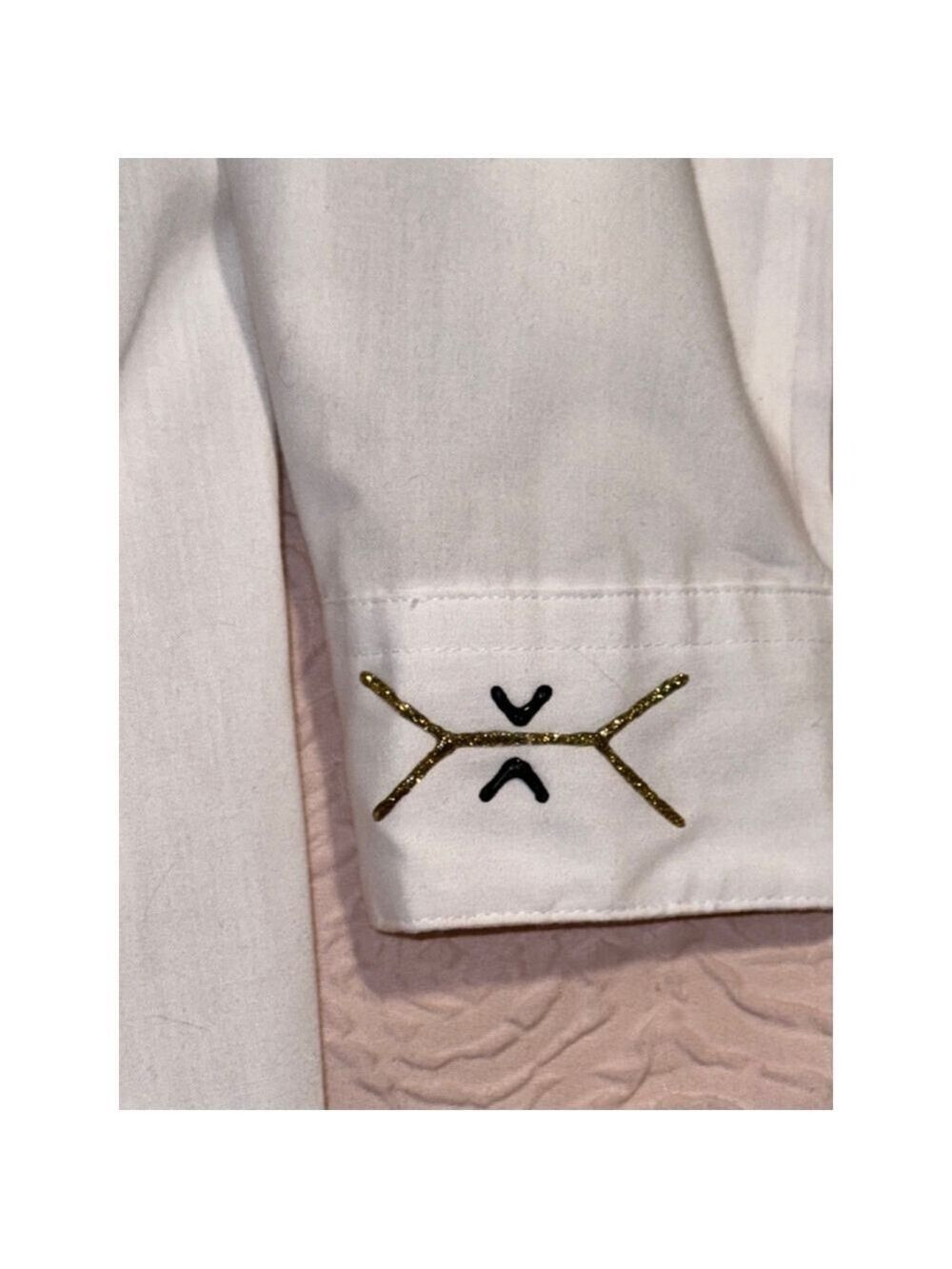 A white shirt. Mens size 14 1/2. Poly-cotton Korea decorated for what? ￼ - Picture 9 of 15